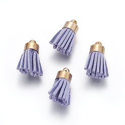 Лиловый Подвески из замшевого шнура, с латунной фурнитурой , золотые, сирень, 16~19x7 мм, отверстие : 1 мм