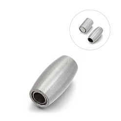 Stainless Steel Color Matte 304 Stainless Steel Barrel Magnetic Clasps with Glue-in Ends, Stainless Steel Color, 14x7mm, Hole: 4mm