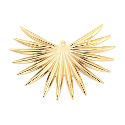 Настоящее золото 18K Стойки обшивки латунные подвески, без кадмия, без никеля и без свинца, очарование солнца, реальный 18 k позолоченный, 31x43x1 мм, отверстие : 1.4 мм