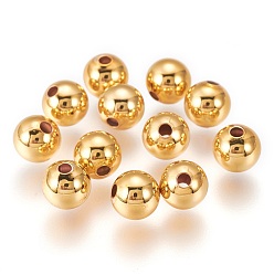 Golden Messing Perlen, langlebig überzogen, Runde, golden, 6x4.5 mm, Bohrung: 1.5 mm, 200 Stück / Set