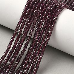 Фиолетовый Гранат природный бисер нитей, граненые, рондель, фиолетовые, 3.5x1.5 мм, отверстие : 0.5~0.6 мм, около 257~259 шт / нитка, 15.35'' (39 см)