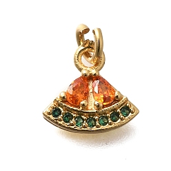 Арбуз Латунные подвески, фруктовые прелести, без свинца и без кадмия, долговечный, с целью перехода в кольце, арбуз, 8.8x9x2.5 мм, отверстие : 2.5 мм