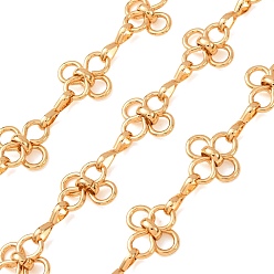 Golden 304 Stainless Steel Flower Link Chains, Unwelded, with Spool, Golden, 12x5mm