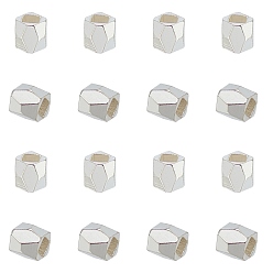 Silver Brass Spacer Beads, Faceted, Column, Silver, 3x3mm, Hole: 1.5mm, 200pcs