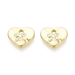 Light Gold Стойки подвески обшивки сплава, сердечко с подвесками-бантиками, без кадмия и без свинца, золотой свет, 10x12x2.5 мм, отверстие : 1.4 мм