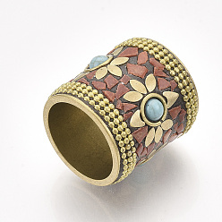 Красный Индонезийские бусины ручной работы, с латунной фурнитурой , колонка, красные, 30x30.5 мм, отверстие : 22 мм