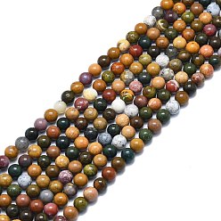 Океанический Джаспер Океан Природный яшмы бисер нитей, круглые, 6 мм, отверстие : 0.8 мм, около 63 шт / нитка, 15.55 дюйм (39.5 см)