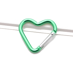 Средний Весенно-Зеленый Застежки карабинов для скалолазания из алюминиевого сплава, брелки, сердце, средний весенний зеленый, 44x40x4.5 мм