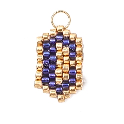 Letter C Бисер ручной работы миюки, ткацкий узор с буквами подвески, с 304 кольцами из нержавеющей стали, буква С, 15x9x2 мм, отверстие : 2.5 мм