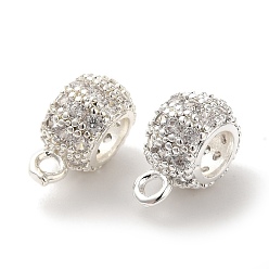 Серебро Колонна латунь микро паве кубический цирконий трубки поручни, долговечный, без кадмия и без свинца, серебряные, 12x9x6 мм, отверстие : 1.6 мм, внутренний диаметр: 4.5 мм