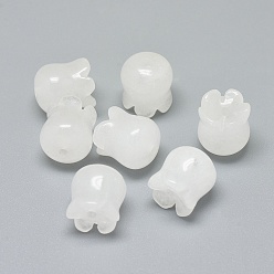 Weißer Jade Natürliche weiße Jade Perlen, Blume, 9~10x9~10.5 mm, Bohrung: 1.4 mm