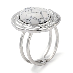 Говлит 304 кольцо из нержавеющей стали, регулируемые кольца из синтетического говлита, овальные, 17.5x22 мм, внутренний диаметр: регулируемый