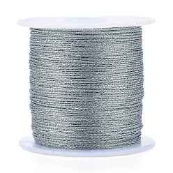 Gray Polyester Braided Metallic Thread, for DIY Braided Bracelets Making and Embroidery, Gray, 0.4mm, 6-Ply, about 54.68 yards(50m)/roll