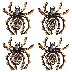 Spider Нашивки в виде сердечек из стеклянных бусин и стразов, вышивка аппликаций для глаз, значки, паук, 70~75x60~68x8~8.5 мм