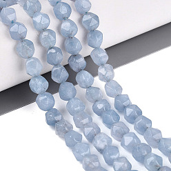 Bleu Acier Clair Perles naturelles de quartz brins, polygone facettes, teints et chauffée, bleu acier clair, 7.5~8x8x8mm, Trou: 1.2mm, Environ 48 pcs/chapelet, 15.35 pouce (39 cm)
