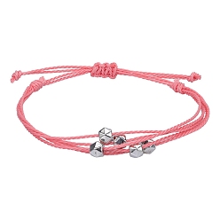 Лосось Браслеты из многожильных бусин из вощеного шнура в стиле бохо, регулируемые женские браслеты из полигональных бусин, salmon, периметр: 5-7/8~11 дюйм (15~28 см)