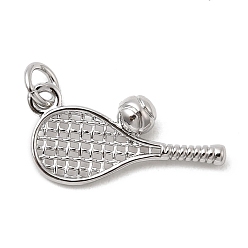 Платина Латунные подвески, ракетка, долговечный, стойки покрытие, без свинца и без кадмия, с целью перехода в кольце, платина, 20.5x10.5x4.5 мм