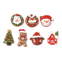 (52) Непрозрачная лаванда Кабошоны из непрозрачной смолы с рождественской тематикой Санта-Клаус, ёлка и олень, разнообразные, разноцветные, 21.5~31.5x17~24x6~9 мм