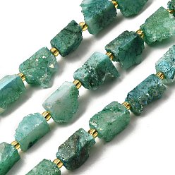 Морско-зеленый Гальванические натуральный druzy шарики агата стренг, прямоугольные, с бисером, цвета морской волны, 15~16.5x7.5~9.5x7.5~12 мм, отверстие : 1 мм, около 10 шт / нитка, 7.36''~7.48'' (18.7~19 см)