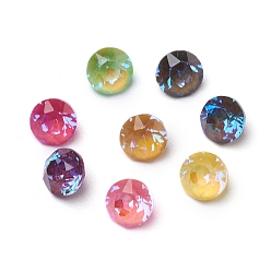 Mixed Color Glass Rhinestone Cabochons, Mocha Fluorescent Style, Pointed Back, Diamond, Mixed Color, 4.1x2.5mm
