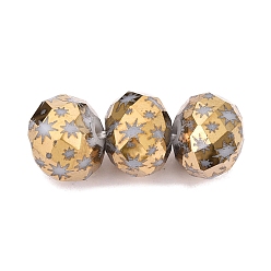 Verge D'or Foncé Perles en verre electroplate, rondelle à motif soleil, facette, verge d'or noir, 7~8x5.5~6mm, Trou: 1~1.2mm