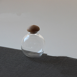 Прозрачный Колонка миниатюра стеклянная пустая бутылка украшения, деревянная пробка в форме гриба, аксессуары для кукольного домика в микроландшафтном саду, декорации реквизита для фотосъемки, прозрачные, 24.5 мм