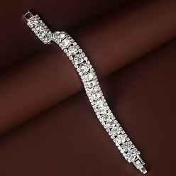 Кристалл Квадратные браслеты-цепочки из сплава со стразами для женщин, кристалл, 7-1/8 дюйм (18 см)