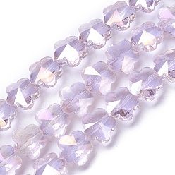 чертополох Стеклянные бусины с гальваническим покрытием , граненые, цветок, с покрытием AB цвета, чертополох, 9.5~10x6~6.5 мм, отверстие : 1 мм, около 25 шт / нитка, 9.25 дюйм (23.5 см)