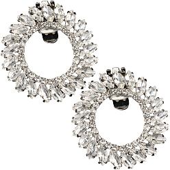 Платина 2шт. латунные зажимы для пряжек для обуви, украшение обуви из кристаллов со стразами, платина, 49.5x47.5x9 мм