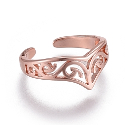 Розовое Золото Регулируемые латунные кольца на мыске, открытые манжеты, открытые кольца, розовое золото , размер США 1 3/4 (13 мм)