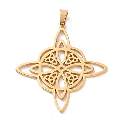 Золотой 304 из нержавеющей стали полые подвески, узел, золотые, 36x34x1 мм, отверстие : 5x3 мм