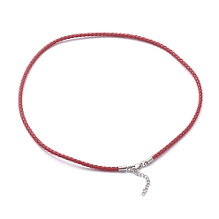 Красный Плетеные ожерелья из вощеного полиэстера, с 304 из нержавеющей стали Lobster Claw застежками, цвет нержавеющей стали, красные, 18-3/4 дюйм (47.5 см)