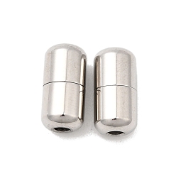 Нержавеющая Сталь Цвет 304 пряжка для шнурков из нержавеющей стали, капсульные шнурки с наконечниками, колонка, цвет нержавеющей стали, 12x6 мм, отверстие : 2 мм
