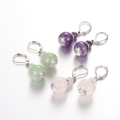 Смешанные камни Кальян Leverback серьги природных драгоценных камней, фурнитура из нержавеющей стали , , 37 мм , штифт: 1x0.8 мм