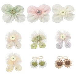 (52) Непрозрачная лаванда 27 шт. 9 стили кружева и вышивка ccb швейное волокно, аксессуары для одежды diy, бантом с цветком, разноцветные, 34~38x42~46x8~9 мм