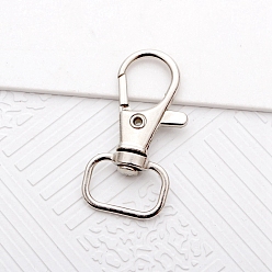 Платина Сплав поворотный Lobster Claw застежками, для изготовления пакетов, платина, 36x17.5 мм, отверстие : 12 мм