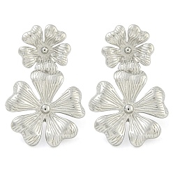 Нержавеющая Сталь Цвет Не тускнеющие 304 серьги-гвоздики из нержавеющей стали для женщин, цветок, цвет нержавеющей стали, 30x19 мм