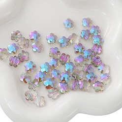 Фиолетовый 10 прозрачные стеклянные бусины, цветок, фиолетовые, 10 мм