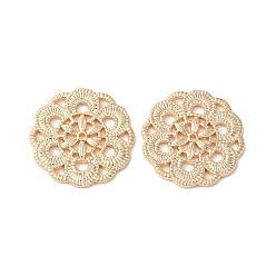 Настоящее золото 18K Латунь филигрань столяры ссылки, без кадмия, без никеля и без свинца, цветок, реальный 18 k позолоченный, 20x20x1.5 мм, Отверстие : 1.2 мм & 1.8 мм