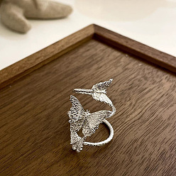 Серебро 925 серебряные манжеты, бабочка, серебряные, внутренний диаметр: 17~19 мм