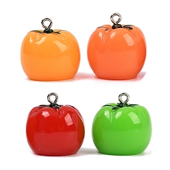 (52) Непрозрачная лаванда Подвески из непрозрачной смолы, помидор, с железной платиной петлей, разноцветные, 21.5x21.5 мм, отверстие : 2 мм