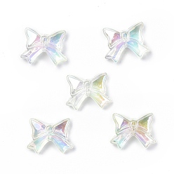 Pale Green UV Plating Rainbow Iridescent Acrylic Beads, Bowknot, Pale Green, 23x29.5x9mm, Hole: 1.8mm