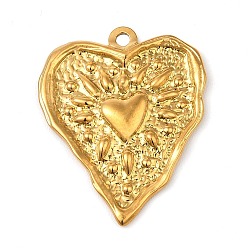 Золотой 304 подвески из нержавеющей стали, , шарма сердца, золотые, 36x29x3 мм, отверстие : 2.4 мм