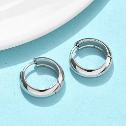 Нержавеющая Сталь Цвет Серьги из 201 нержавеющей стали, с 304 штифтов из нержавеющей стали, вакуумное покрытие pvd, долговечный, Кольцевая форма, цвет нержавеющей стали, 17x5 мм