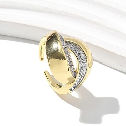 Платиновый & Золотой Кольца-манжеты с микропаве из латуни и прозрачными кубическими цирконами для женщин, без кадмия, без никеля и без свинца, арка, платиной и золотом, 18.5 мм, регулируемый