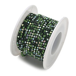 Fern Green Iron Rhinestone Cup Chains, with Spool, Fern Green, 2x2.5mm, about 30.00 Feet(9.14m)/Roll