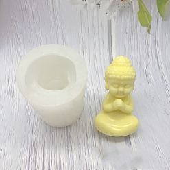 White Buddha Shape Candle DIY Food Grade Silicone Statue Molds, For Candle Making, White, 8.5x5.4cm