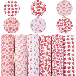 (52) Непрозрачная лаванда 6шт. 6 стили, искусственная кожа, ткань, Прямоугольник с рисунком клубники, разноцветные, 325~333x197~200x1 мм, 1 шт / стиль