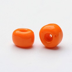 Dark Orange Glass Seed Beads, Opaque Colours Seed, Small Craft Beads for DIY Jewelry Making, Round, Dark Orange, 4mm, Hole:1.5mm, about 4500pcs/pound