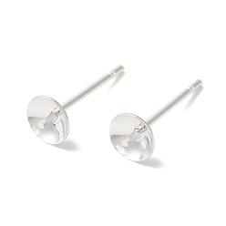 Посеребрённый Поиск серег-гвоздиков из латуни, без свинца и без кадмия, круглые, 925 серебро покрытием, 14x5 мм, штифты : 12x1 мм